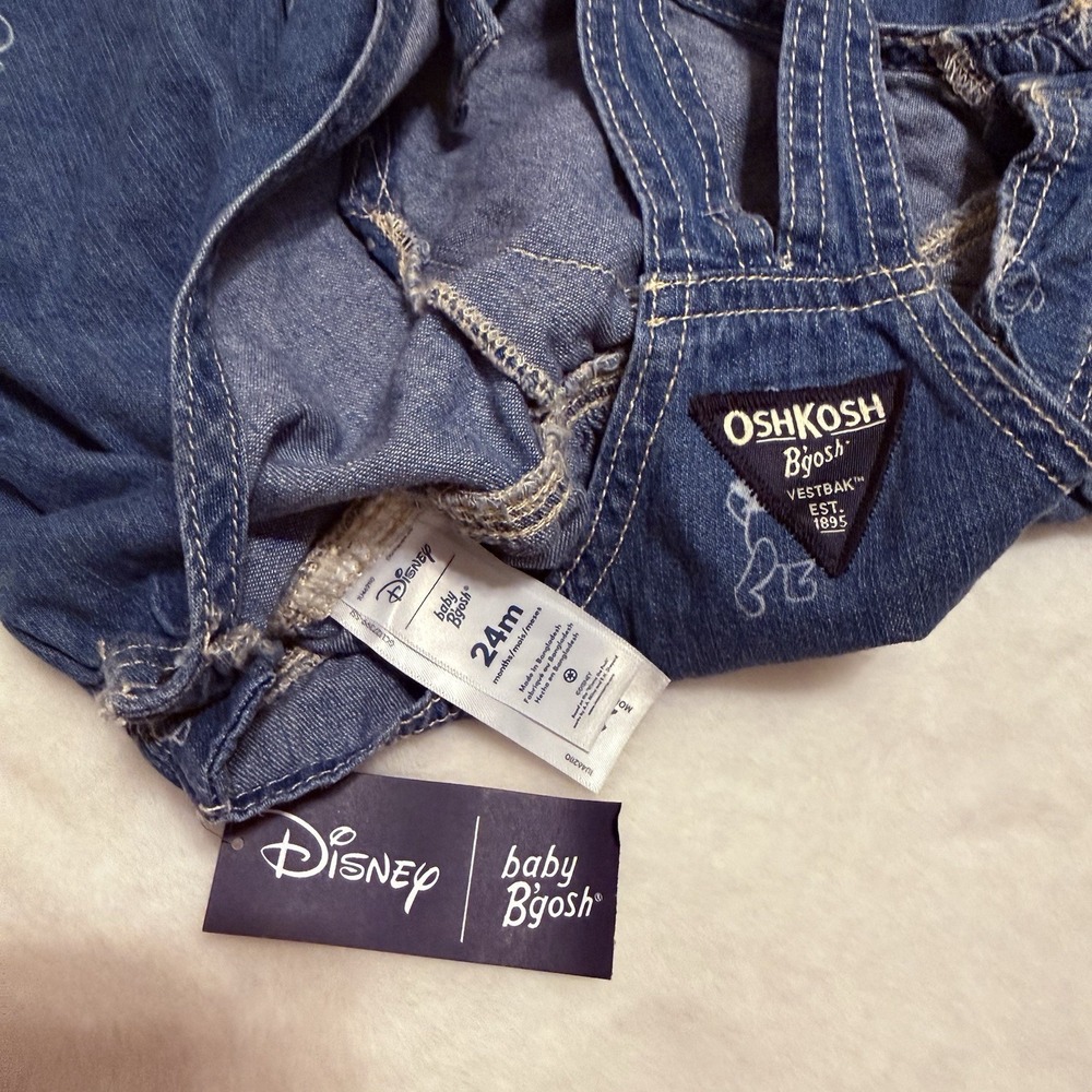 New OshKosh B'gosh  Medium Wash denim Wrap Skirtall dress 24m Winnie The Pooh - Picture 3 of 6